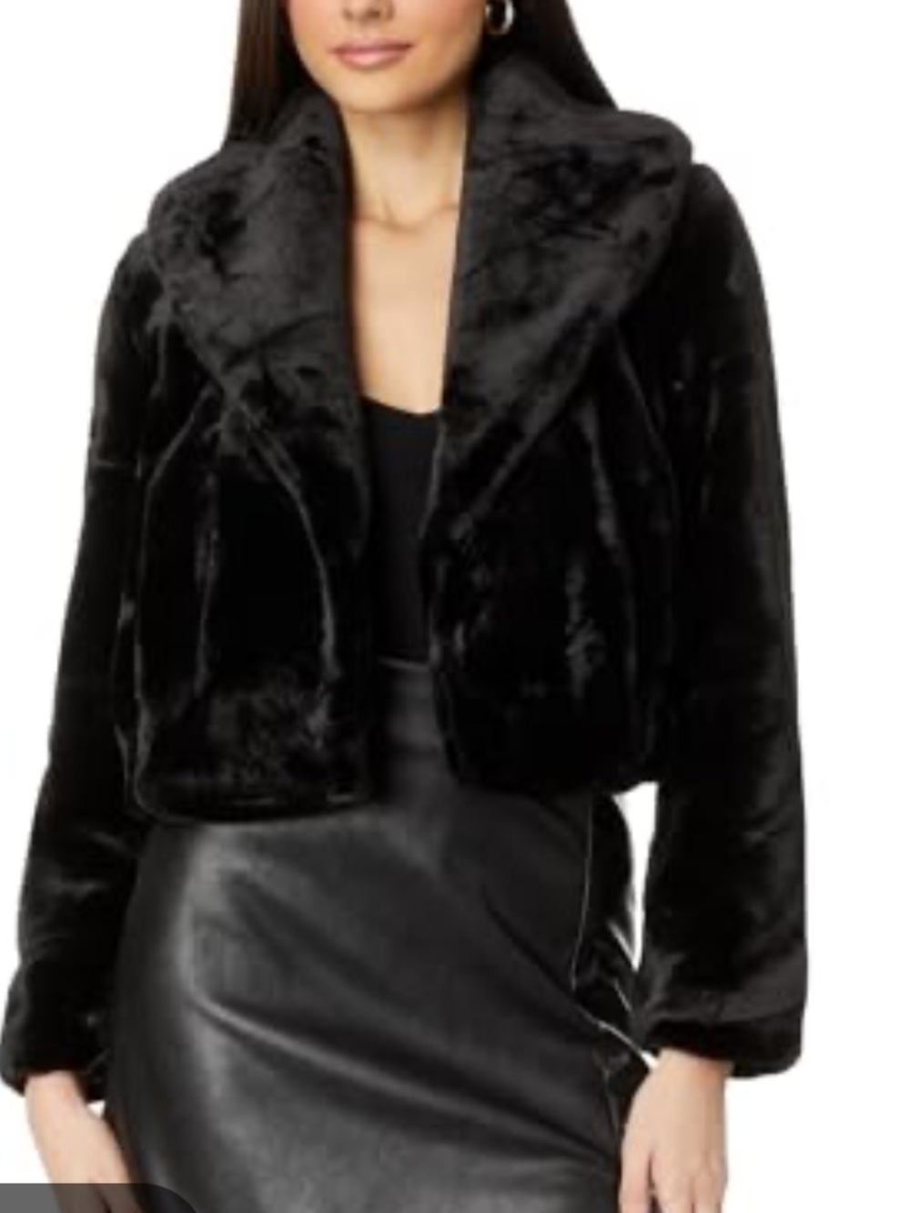 Mossimo Supply Co. Black Faux Fur Cropped Teddy Jacket